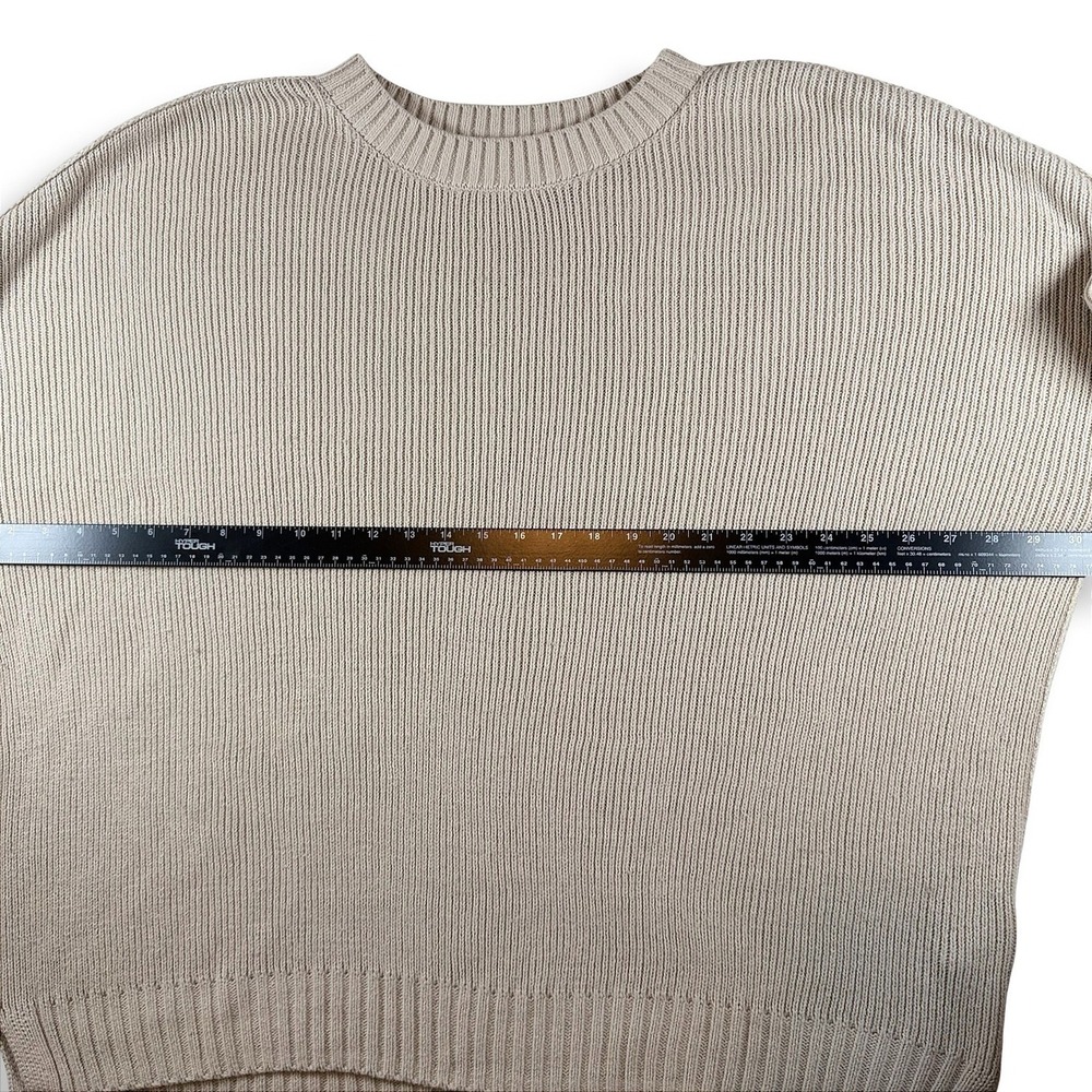 Hollister Womens Tan Ribbed Knit Crewneck Sweater Oversized Beige Large 350S2966 - Picture 3 of 7